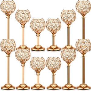 1Pcs Modern Crystal Tealight Metal Candle Holders Wedding Party Church Decor Dinning Table Centerpieces Candlestick Decoration