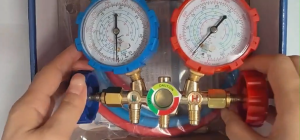 Brass Air Conditioning Pressure Gauge Set With Color-Coded Hoses For R22/R32/R134A/R410A Car Aircon Manifold Gauge Freon Pressure Gauge