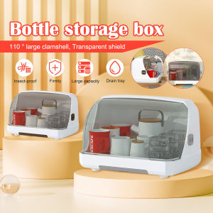 Baby Feeding Bottle Storage Box Nursing Bottle Drying Rack Box Portable Large Bottle Storage Box Baby Bottle Storage Organizer Dryer with Cover