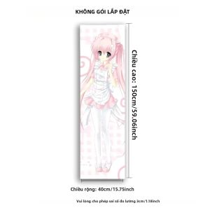 hot toys | Màu Hồng Pastel Dài Dọc Đồng Phục Y Tá Anime Girl Tường Tapestry Twin Tail Girl Check Swirl In Polyester Mềm Mại Treo Tường