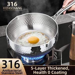 RONGCHUAN | Second Generation 316 Stainless Steel Non-Coating Non-Stick Cooking Spouted Pan