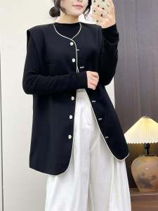 Huiyige Fall and Winter Women's Sleeveless Cotton and Linen Vest Mid-Length Vest K-style Retro Work Clothing Vest Outwear