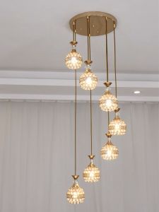 stair long chandelier high ceiling living room decorative lamp bedroom circular dining room light 22