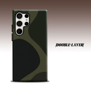 Olive Abstract Curve For Samsung Galaxy S26 S25 S24 A56 A36 Dual Layer Luxury Fashion Full Lens Protective Case