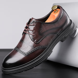 Mens Business Formal Leather Shoes Breathable Security Lace-Up Style round Toe Rubber Outsole Ultrafine Fiber Upper
