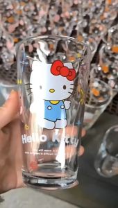 Sanrio Glass Mug With Scale 370mL Hello Kitty Melody Cinnamoroll Cup Tumbler Bottle With Straw Office Home Coffee Mug BPA Free Cute Sanrio Tumbler Christmas Gifts For Kids