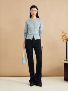 Merino Wool & Silk Fashion Knit Cardigan