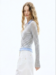 Juicy Couture | New Faux Two-piece Lace-design Knitwear