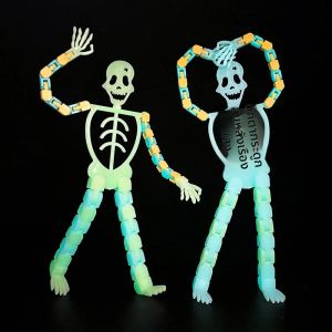 ขาตั้งโทรศัพท์รูปหัวกะโหลกเรืองแสงในที่มืด ที่วางโทรศัพท์มือถือโครงกระดูกเรืองแสง ของตกแต่งบ้านปาร์ตี้ฮาโลวีน ของเล่นตกแต่งโต๊ะ