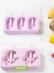 Cute Silicone Ice Cream Mold With Cover Tray DIY Handmade Popsicle Ice Pop Maker Mould Cartoon Dessert Tools Freezer