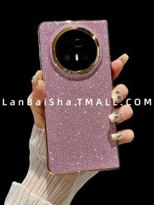Luxurious Rose Pink Glitter Foldable Screen Phone Case Ultra-Thin Anti-Fall Protection Cover for Honor MagicV3 Fashionable Womens Style