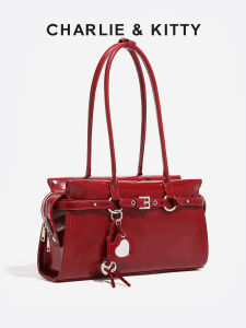 Luxurious Charlie&Kitty Shoulder Bag 2025 New Style British Style Sewing Line Pure Color Tote Bag for Youth Casual Use