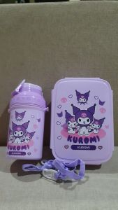 1 SET TEMPAT MAKAN LUNCH BOX DAN BOTOL /KOTAK MAKAN / LUNCH BOX / BOTOL MINUM MINUM 3 MOTIF KUROMI  CINNAMONROLL MY MELODY