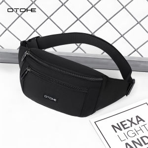 OTOHE Men Sports Waist Bag Fashion Men Bag Chest Bag Shoulder Bag Sports Bag Waterproof Oxford Three Zipper Large Capacity Design Running Bag Portable Gym Bag for Running Cycling Hiking Walking