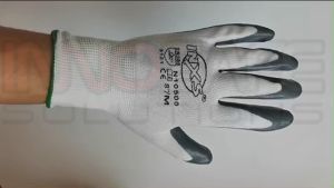 INNOSAFE Nitrile Cotton Glove Grey & White Protective Gloves with Slight Oil Resistance and Abrasion Resistance Sarung Tangan