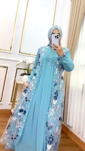 Gamis Wanita Terbaru Mewah Elegan Misela Dres Tille Garden Mix Ceruty Babydoll
