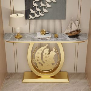 Modern Italian Style Wall-Mounted Entrance Table Rock Panel Corridor Table Luxury Living Room Display Stand Open Storage