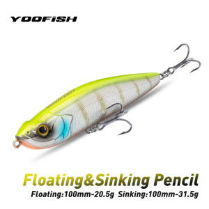 YOOFISH Floating Sinking Pencil Fishing Lure 100mm 20.5g 31.5g Stickbait Topwater Walking Dog Hard Wobbers For Bass Pike Fishing