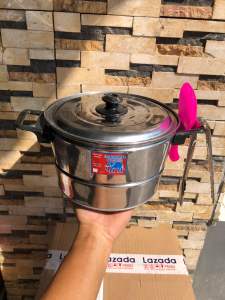 PANCI KUKUSAN MASAK NASI STAINLES UK 20.22.24cm FREE CAPIT ENTONG NASI (COD)