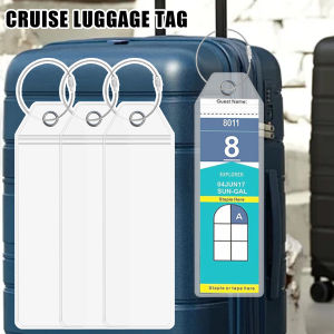 4Pcs Cruise Luggage Tag Holder Waterproof Zipper Clear PVC Plastic Accessories Stainless Steel for Royal Caribbean Cruises Travel