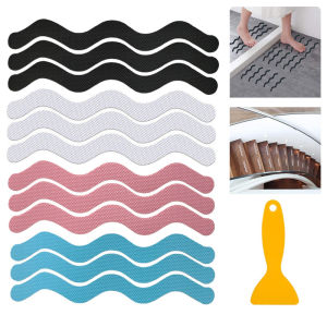 6/12/24Pcs Anti Slip Shower Stickers With Scraper Safety Bathtub Strips Adhesive Decal Waterproof  For Bath Tub Shower Stairs