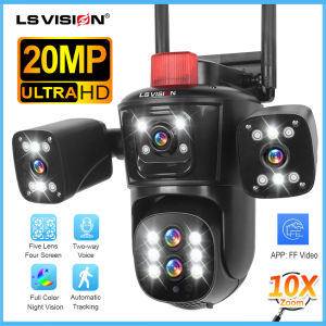 L S VISION 10K 20MP 5-Lens 4-Screen WiFi CCTV Camera Wireless Three-way Video 10X Hybrid Optical Zoom PTZ Humanoid Tracking Home Security Camera Outdoor Waterproof Full Color Night IP Cameras