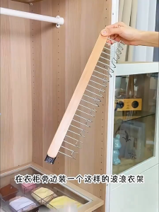 Wooden Row Hook / Wardrobe Slide Pull-Out Hanger Hooks / Sling Hooks / Household Retractable Wardrobe Hook