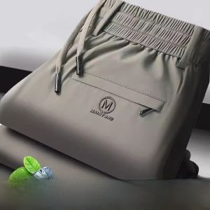 Ice Silk Quick Dry Thin Long Pants Mens Summer Outdoor Loose Casual Drape Straight Leg Pants Working out Leisure Straight Leg Trousers