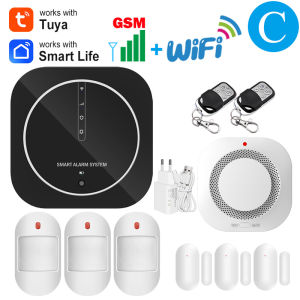 Tuya WiFi GSM Home Alarm System 433MHz Wireless Detector Family Burglar Security Host Smart Life APP Control Support Alexa