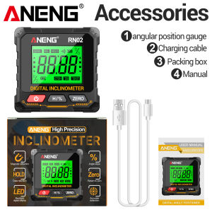 ANENG | Rechargeable Digital InclinometerANENGRN014-Side Magnetic Base Backlit LCD Auto Screen Flip & Data Hold Angle Measuring Ruler