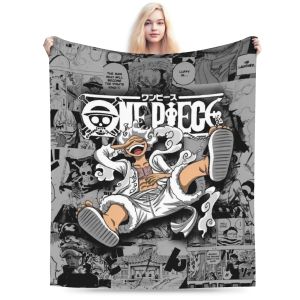 Bandai | Flannel Blanket One Piece Anime Fuzzy Throw Fashion Blanket All Seasons Air Conditioning Personalised Warm Soft Bedspread