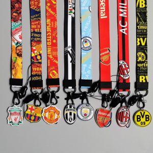 work Campus Activity Lanyard Long Neck Lanyard for phone Football Club Theme Manchester United Bayern Real Madrid AC Milan Barcelona Rome