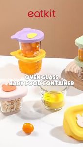 Eatkit Baby Food Container Glass 400ml Tempat Mpasi Kaca 3in1 Wadah Bulat Kotak Food Grade