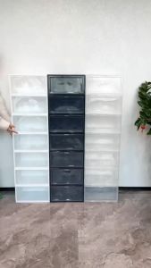 กล่องรองเท้าฝาข้าง กล่องเก็บของ แบบฝาข้าง กล่องอเนกประสงค์ ฝาเปิด-ปิด พร้อมรูระบายอากาศ วางซ้อนต่อกันได้