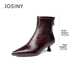 Josiny | Pointed French Black Boots for Women