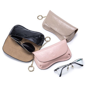 Niche Design Burst Crack Glasses Bag Top Layer Cowhide Sunglasses Case Portable Storage All-Match
