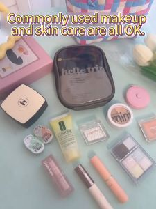 Travel Storage Bag Korean Popular Cosmetic Bag Waterproof Portable Make up Bag Transparent Travel Mini Wash Storage Bag with Zipper Cute Lipstick Bag Toiletries Organizer Beauty Organizers Hygiene kit