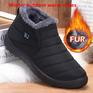 New Mens and Womens Waterproof Winter Boots Plush Snow Boots Warm Couple Cotton Couple Thick soled Shoes Outdoor Warmth
