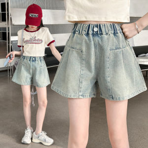 Girls Casual Denim Shorts Summer Thin Style Childrens Fashionable Skort Pants Elastic Waistband Breathable Lightweight