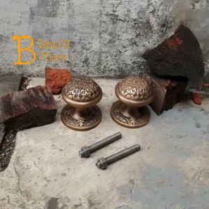 Kenob Pintu Kuningan Motif Ukir 2pcs Gagang Pintu Rumah Handle Pintu Antik