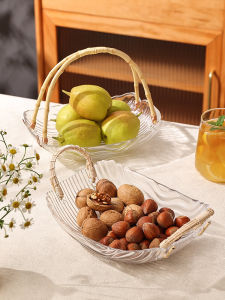 Modern Minimalist Crystal Glass Fruit Tray Candy Nut Snack Plate for Living Room Coffee Table Home Use Dry Fruit Box