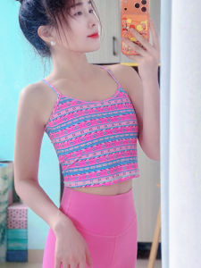 เสื้อกั๊กโยคะ MOULLAND ทรงเข้ารูป ระบายอากาศได้ดี ลายสี่เหลี่ยม สายเดี่ยว ชุดกีฬา ชุดโยคะ ชุดออกกำลังกาย ผ้าโพลีเอสเตอร์ สำหรับผู้หญิง