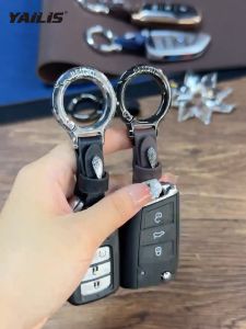 JG Simple PU Leather Car Key Holder Waist Buckle Classic High Quality Charms Car Keychain Gift