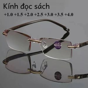 Kính Đọc Sách Nam Độ Phóng Đại Kính Mắt Lão Thị + 1.0 Đến + 4.0 Bảo Vệ Ánh Sáng Xanh Kim Cương Thiết Kế Cắt Thấu Kính Trong Kính Đọc Sách Thời Trang