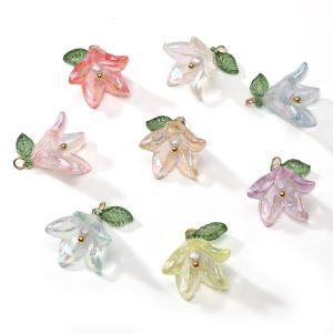 16x17mm Acrylic Lily ngọc trai nhựa Mặt dây chuyền cho vòng tay thủ công Vòng cổ bông tai Keychain Tự Làm Thủ Công Phụ kiện làm đồ trang sức
