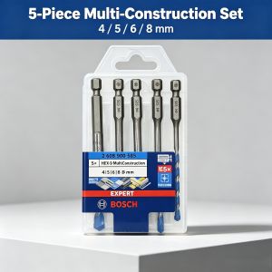 Bosch | Bosch Expert Hex-9 Multi-Construction Drill Bit Set 4/5/6/8mm Sizes Carbide Tip for Tile Wood Metal Masonry Renovation