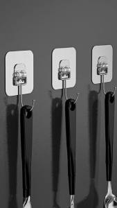 Sét 10 Móc Dán Tường Chịu Lực Living C Móc Inox Móc Nhựa Treo Quần Áo Đồ Dùng Với Miếng Dán Siêu Bền