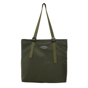 Trendy Canvas Tote Bag Mens Designer Single Shoulder Travel Commuting Backpack Youth Soft Handle Zipper Closure Large Size