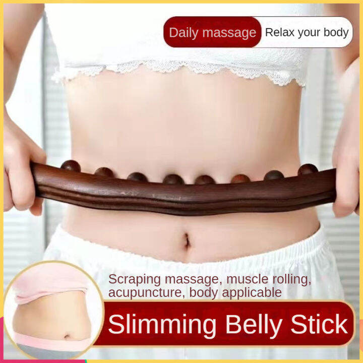 8 Beads Wooden Belly Scraping Stick Belly-Thinning Weight-loss Thin Waist Slimmer Little Belly Whole Body Massage Tool Meridian Dredging Anti Cellulite按摩棒刮痧减肥擀筋棒