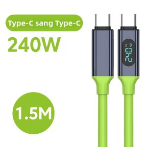 Cáp Sạc Siêu Tốc 100W/240W Type C Có Màn Hình LED Dây Dữ Liệu USB Sang C Dành Cho Huawei iPhone Xiaomi Samsung Chất Liệu Silicon Lỏng